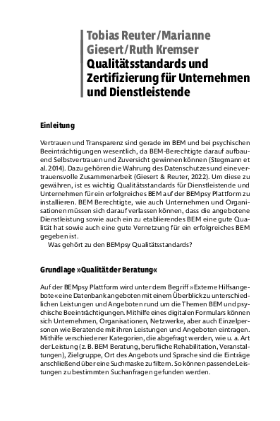 Qualitätsstandards und Zertifizierung für Unternehmen und Dienstleistende Vorschau