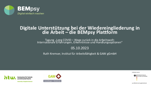 Digitale Unterstützung bei der Wiedereingliederung in die Arbeit - die BEMpsy Plattform Vorschau