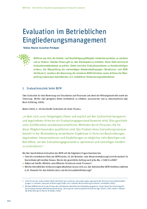 Evaluation im Betrieblichen Eingliederungsmanagement Vorschau